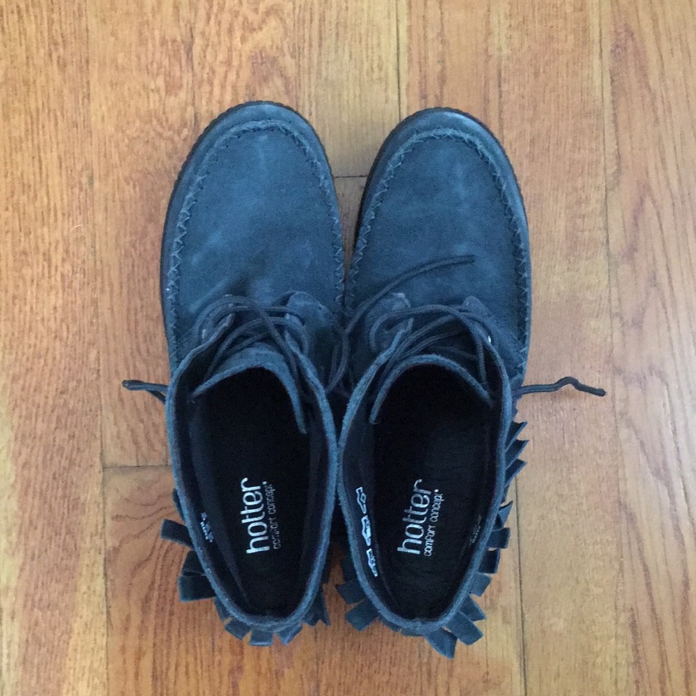 Hotter suede moccasin boots (W 8.5, forest green)